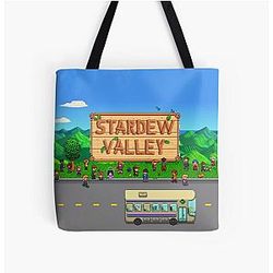 Stardew Valley Zakken - Stardew Valley Bus helemaal over afdrukken tote tas