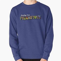 Stardew Valley Sweatshirts - Groeten uit Pelican Town Wat? Stardew Valley Retro Postcard Pullover Sweatshirt
