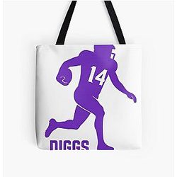 Stefon Diggs Number 14 Minimalist Football Fan Art All Over Print Tote Bag
