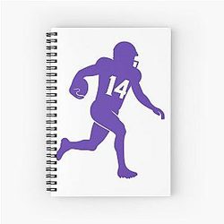 Stefon Diggs Number 14 Minimalist Football Fan Art Spiral Notebook