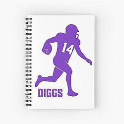 Stefon Diggs Number 14 Minimalist Football Fan Art Spiral Notebook