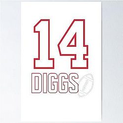 Stefon Diggs Number 14 Minimalist Football Fan Art Poster