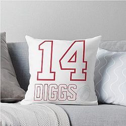 Stefon Diggs Number 14 Minimalist Football Fan Art Throw Pillow