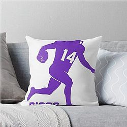Stefon Diggs Number 14 Minimalist Football Fan Art Throw Pillow
