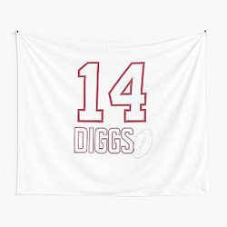 Stefon Diggs Number 14 Minimalist Football Fan Art Tapestry
