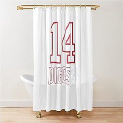 Stefon Diggs Number 14 Minimalist Football Fan Art Shower Curtain