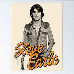 Steve Earle  Retro Folk Singer Songwriter Fan Art Poster