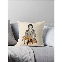 Steve Earle  Retro Folk Singer Songwriter Fan Art Throw Pillow