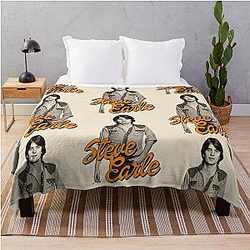 Steve Earle  Retro Folk Singer Songwriter Fan Art Throw Blanket