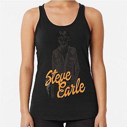 Steve Earle  Retro Folk Singer Songwriter Fan Art  Racerback Tank Top