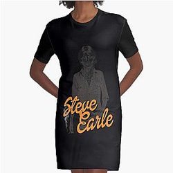 Steve Earle  Retro Folk Singer Songwriter Fan Art  Graphic T-Shirt Dress