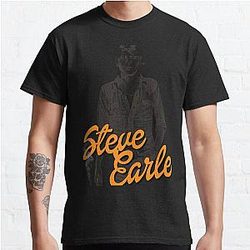 Steve Earle  Retro Folk Singer Songwriter Fan Art  Classic T-Shirt
