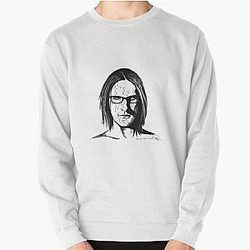 Poor Steven Wilson Black Portrait Pen Drawing Transparent Pullover Sweatshirt
