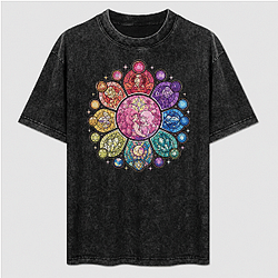 Steven Universe Rose Quartz Gem Wheel Washed T-Shirt Steven Universe T-Shirts NTT2708