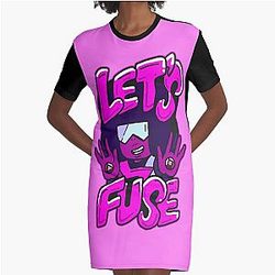 Garnet from Steven Universe™ Valentine's Day themed quote "Let's Fuse" Graphic T-Shirt Dress