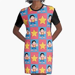 Steven Universe Star Pattern Graphic T-Shirt Dress