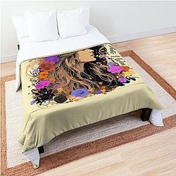 Vintage Stevie Nicks design with wildflower Gypsy That I was  Comforter
