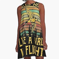 Stevie Nicks Vintage Rock Band Stevie-Nicks She Rules Her Life Like A Bird In Flight A-Line Dress