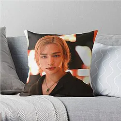 Stray Kids Pillows - Blonde Hyunjin Stray Kids Throw Pillow