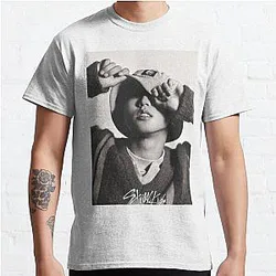 Stray Kids T-Shirts - Han Jisung Stray Kids 3racha hot black and white  Classic T-Shirt
