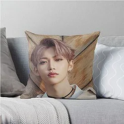 Stray Kids Pillows - Lee Felix Levanter Logo Stray Kids 3RACHA Throw Pillow
