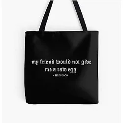 Stray Kids Bags - Stray Kids Felix's Raw Egg Bible Quote All Over Print Tote Bag