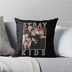Stray Kids Pillows - Stray Kids Vintage Retro Band Style 90s  Throw Pillow