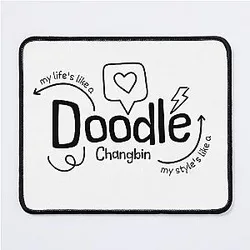 Stray Kids Mouse Pads - Changbin Doodle Black & White