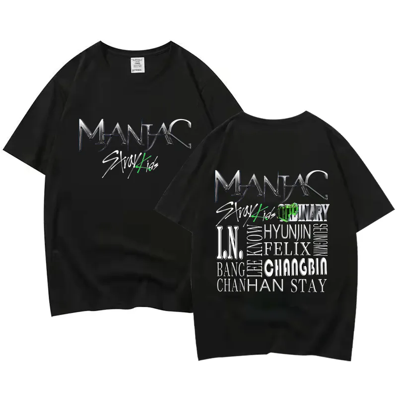 ストレイキッズ 直筆全員サイン　Tシャツ　MANIAC Fashion-Stray-Kids-MANIAC-T-
