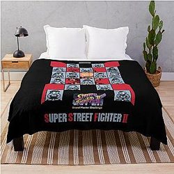 Super Street Fighter 2 Turbo Pixel Art Throw Blanket
