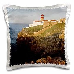 3dRose Lighthouse of Cliffs of Cape St. Vincent Algarve Portugal 16x16 inch Pillow Case
