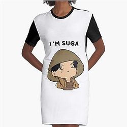 Ultimate Korean Hip-Hop und ich bin Suga Cartoon Design Graphic T-Shirt Kleid