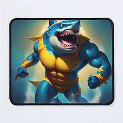 Muscular Mutant Shark Superhero Mouse Pad