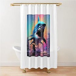 Rideau de douche de requin géant Cyberpunk