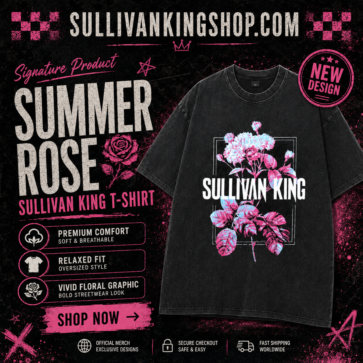 Summer Rose DTNK0107 Washed Sullivan King T-Shirt