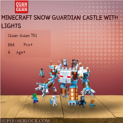 QUANGUAN 751 Minecraft Snow Guardian Castle with Lights