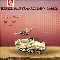 Sluban M38-B0695 SDKFZ251 Half Track K18 105MM Cannon