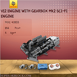 MOC Factory 43833 V12 Engine with Gearbox Mk2 Sci-fi Engine