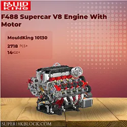 MOULD KING 10130 F488 Supercar V8 Engine With Motor