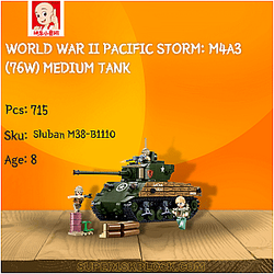 Sluban M38-B1110 World War II Pacific Storm: M4A3 (76W) Medium Tank