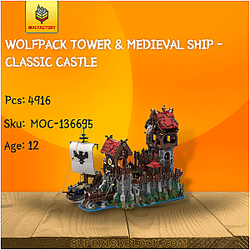 MOC Factory 136695 Wolfpack Tower &amp; Medieval Ship - Classic Castle