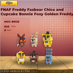 MOC Factory 89132 FNAF Freddy Fazbear Chica and Cupcake Bonnie Foxy Golden Freddy and Springtrap