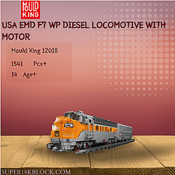 MOULD KING 12018 USA EMD F7 WP Diesel Locomotive With Motor