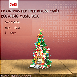 JAKI JK5128 Christmas Elf Tree House Hand Rotating Music Box