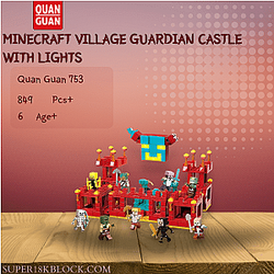 QUANGUAN 753 Minecraft Village Guardian Castle with Lights