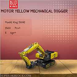 MOULD KING 15061 Motor Yellow Mechanical Digger