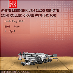 MOULD KING 17007 White Liebherr LTM 11200 Remote Controlled Crane With Motor