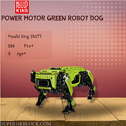 MOULD KING 15077 Power Motor Green Robot Dog
