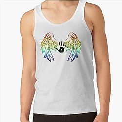 Supernatural Tank Tops - Supernatural: Rainbow Angel Wings With Handprint Tank Top