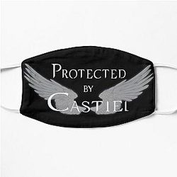 Supernatural Face Masks - Protected by Castiel White Wings Flat Mask